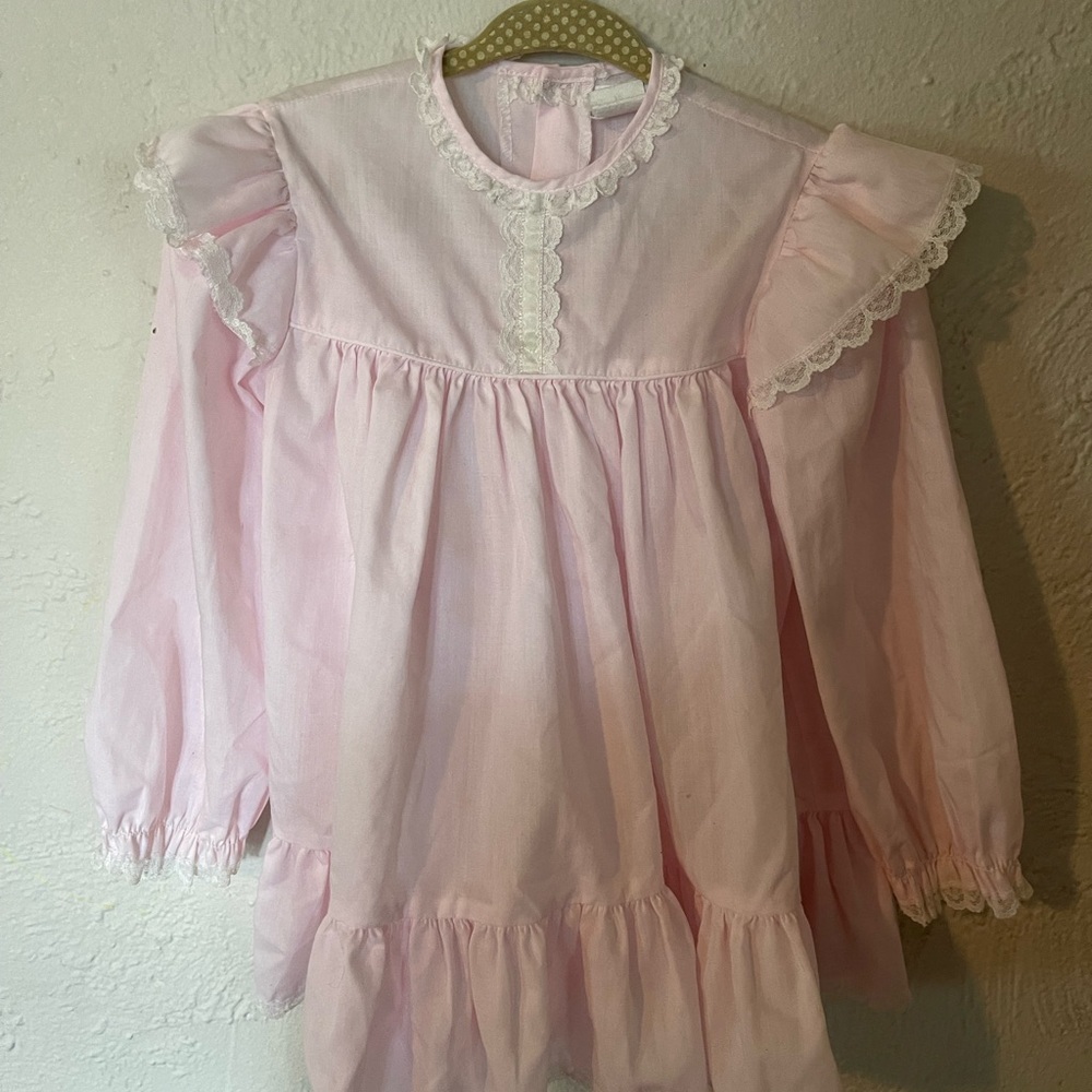 BRYAN VINTAGE Pink Ruffled Kids Dress